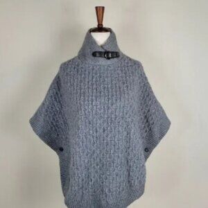 Massimo Dutti Cape Womens Small Wool Angora Cashmere Cable Knit Poncho Collared